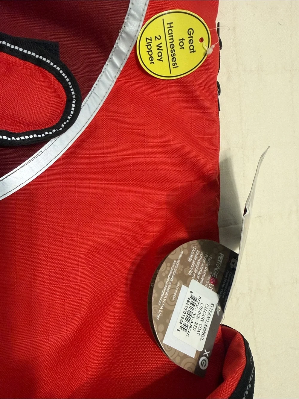 Red Two-Tone Reflective Dog Coat with Hood